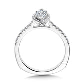 Marquise Diamond Straight Halo Engagement Ring